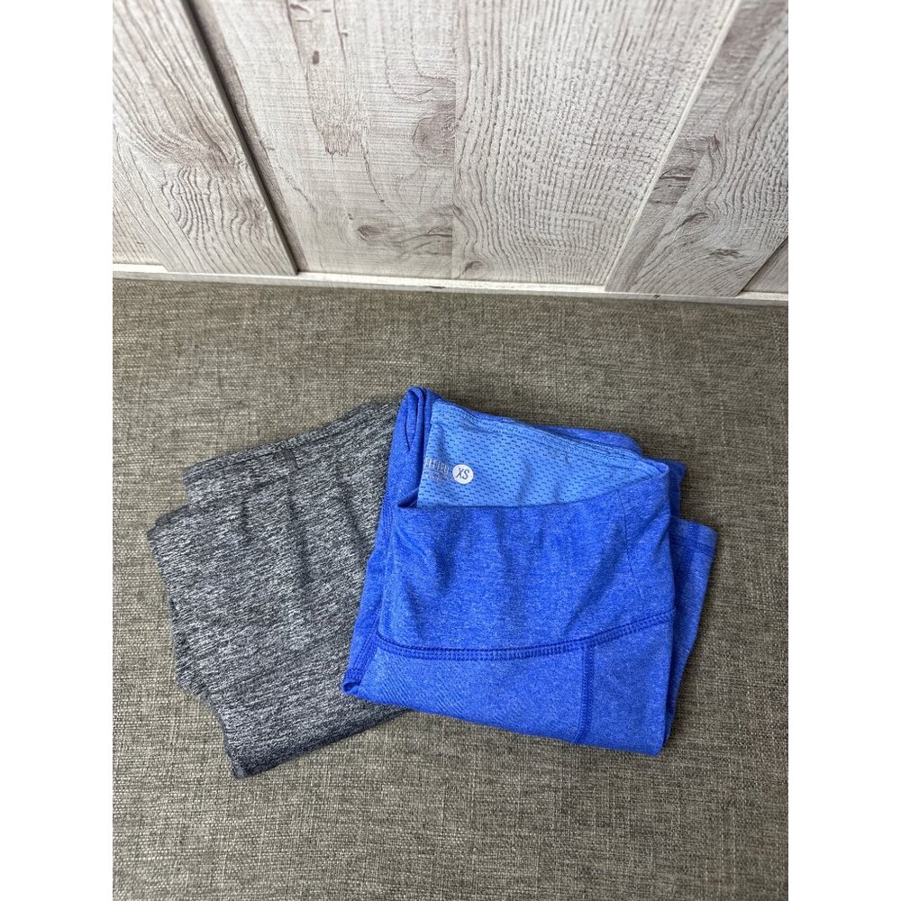 Lot of 2 Active Fitted Womens Blue Capri Leggings & Gray Ankle Length Size XS - Picture 1 of 10